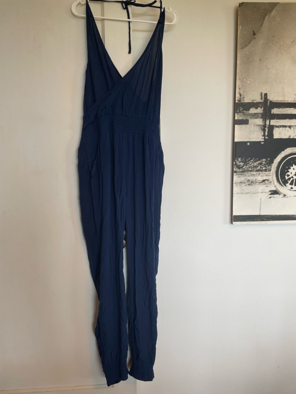 Navy V-Neck Sleeveless Jumpsuit
